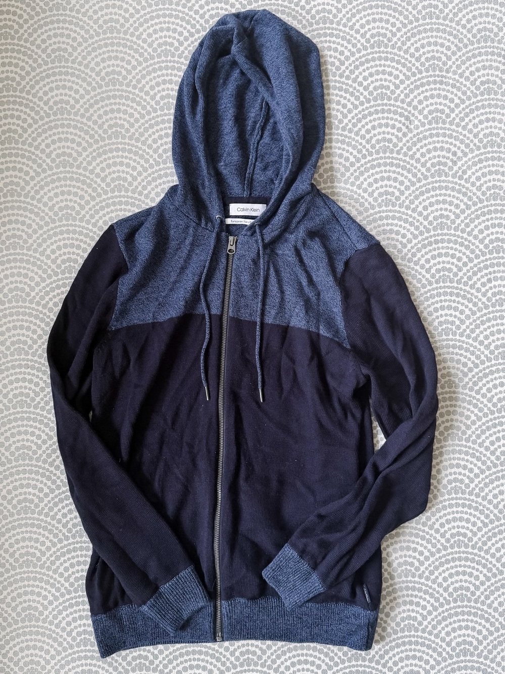 NWT Calvin Klein Men’s Two-Tone Navy Zip Hoodie Sweater